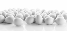 White eggs on white background