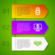 © vector_v - Set line Lock and check mark, on computer monitor, Password protection and Server with shield. Business infographic template. Vector.