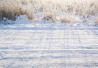 Canvas Print - The road covered by snow in the countryside