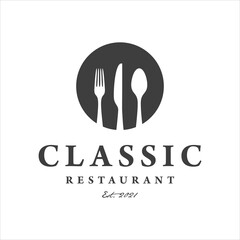 Wall Mural - Classic restaurant logo design template vector on white background