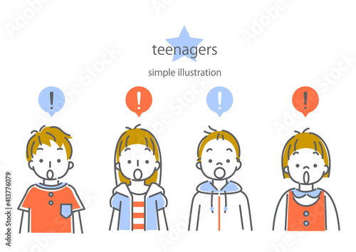 シンプルでおしゃれな線画の10代の子供たち4人の表情別イラスト素材セット ひらめき Stock Vector Adobe Stock シンプルでおしゃれな線画の10代の子供たち4人の表情別イラスト素材セット ひらめき Stock Vector Adobe Stock