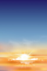 Wall Mural - colouful sky, sunset sky in evening with orange, purple and blue, dramatic twilight landscape with m