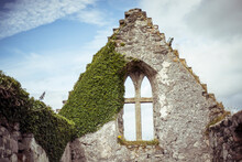 Detail Of Ivy Overgrown Stone Castle Ruins