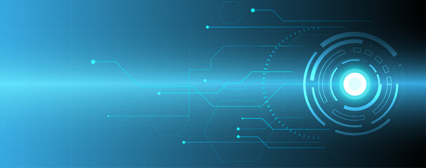 Wall Mural - blue circle technology abstract technology innovation concept vector background and glowing light wi