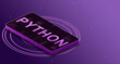 © Buffik - Python programming language on the phone screen with code elements, digital language 3d