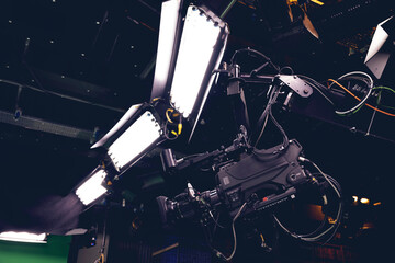 Sticker - Camera jib and lighting equipment in broadcasting studio