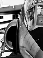 Monochrome Detail Of Intake On Fighter Jet Aircraft