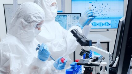 Wall Mural - professional team of scientists is working on a vaccine in a modern scientific research laboratory. 