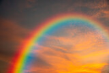 Fototapeta Tęcza - fantastic sunset sky with rainbow