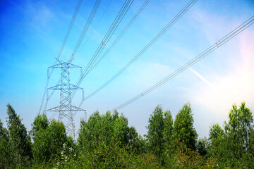 High voltage transmission towers line	
