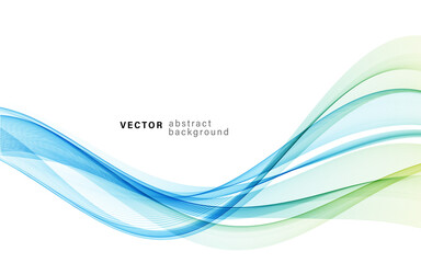 Fototapete - Vector blue color abstract wave design element