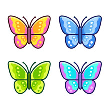 Cartoon Butterfly Icon Set