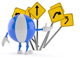 Poster - Beach ball character confused with road signs