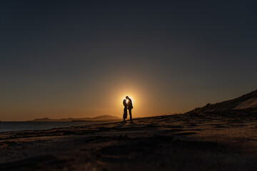 silhouette of a person in the desert