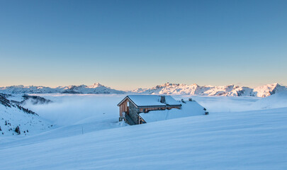 Wall Mural - Sunrise over the Nant-du-Beurre, Beaufortain, French Alps, France