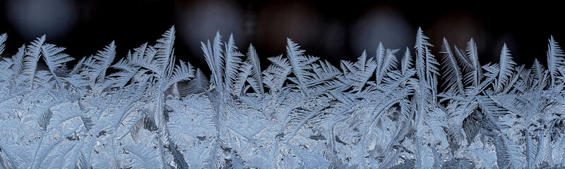 Macro images of frost pattern on window