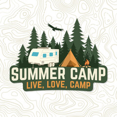 Wall Mural - summer camp. live, love, camp patch. vector. concept for badge, shirt or logo, print, stamp, apparel