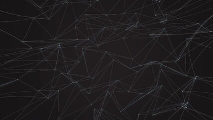 Minimal geometric net with light blue triangular elements and glowing triangle tops. Abstract polygonal motion graphic mesh background