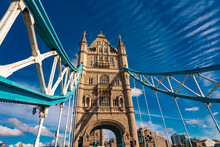 Tower Bridge In London Details With Blue Sky