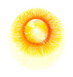 Symbol bright yellow sun in a glossy style. Vector Illustration.