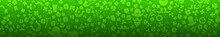 Banner On St. Patrick's Day Made Of Clover Leaves And Other Symbols  In Green Colors With Seamless Horizontal Repetition
