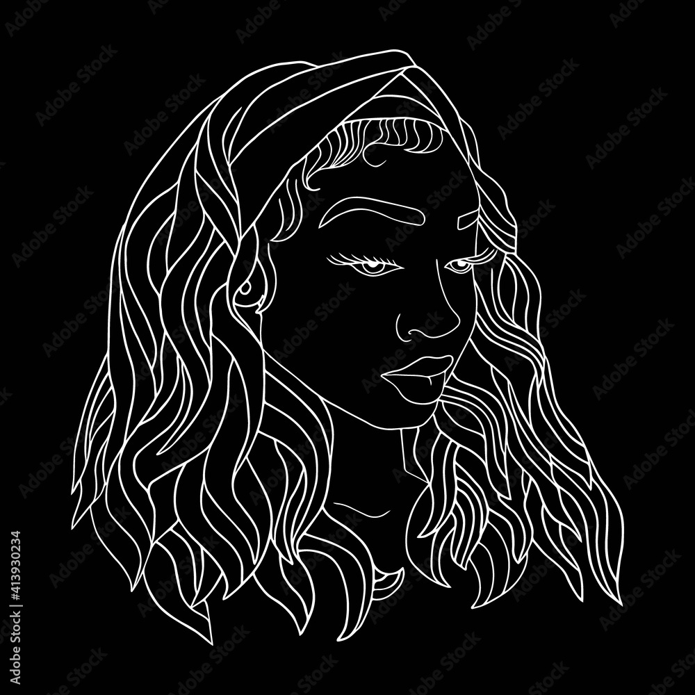 Abstract woman face one line drawing. Portrait minimalistic style ...