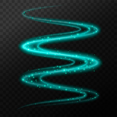 Wall Mural - Magical shining wave. Fantastic sparkling smoke, fog or swirl. Vector light effect