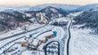 Alpencia, South Korea, 2016 - Olympic Village for the 2018 Winter Olympics. View from above. Winter.