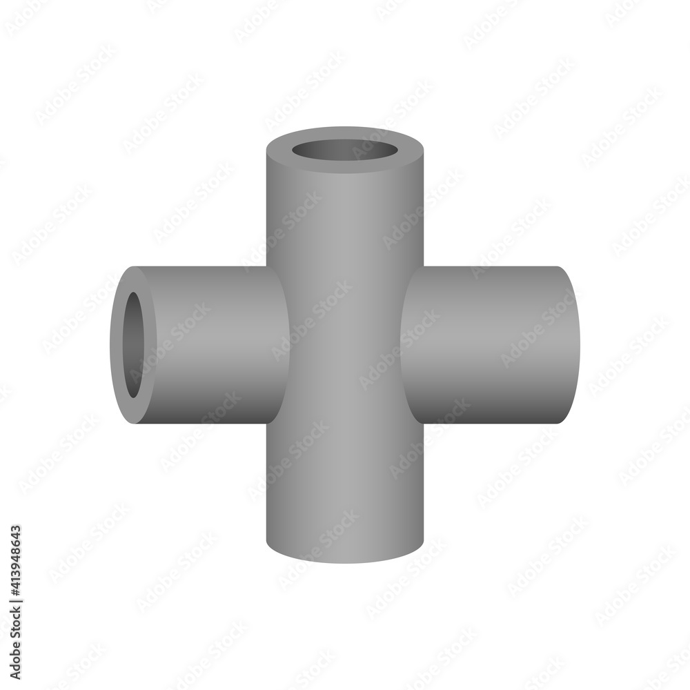 PVC plastic pipe fitting or pipe connector vector design isolated on ...