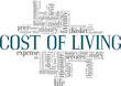 © Colored Lights - Cost of living vector illustration word cloud isolated on a white background.