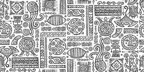 Poster - Ethnic handmade ornament for your design. Polynesian style, seamless pattern