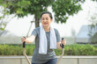 © Suriyo - Asian women exercise morning in city park concept freedom life, life insurance , retire , healthy strong