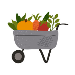 Poster - wheelbarrow farm tool with vegetables