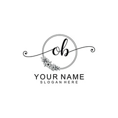 OB Initial handwriting logo template vector