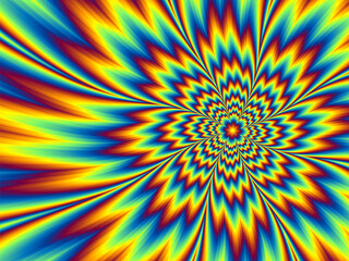 Wall Mural - pulsing fiery flower. optical illusion of movement.