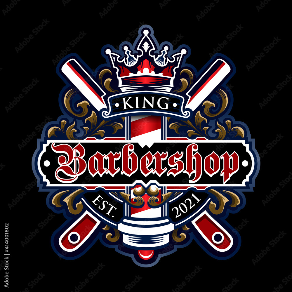 vintage modern barbershop logo emblem Stock Vector | Adobe Stock, image size:1000x1000