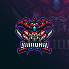 Wall Mural - samurai mascot logo design vector with modern illustration concept style for badge, emblem and t shirt printing. samurai illustration for sport team.