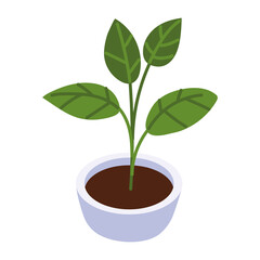 Sticker - potted plant decoration icon isometric style