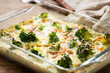 Casserole broccoli. Baked broccoli with cheese and cream sauce