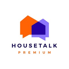 Wall Mural - house talk chat bubble logo vector icon illustration