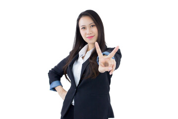 Wall Mural - Businesswomen in positive gesture emotion. isolate white background.