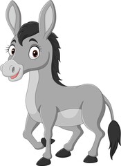 Wall Mural - Cartoon happy donkey on white background