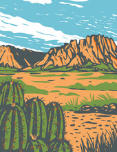 Chihuahuan Desert Covering Parts Of Big Bend National Park In Mexico And Southwestern United States WPA Poster Art