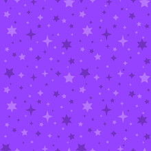Monochrome Seamless Pattern With Purple Stars On Violet Background. Stock Vector Illustration.