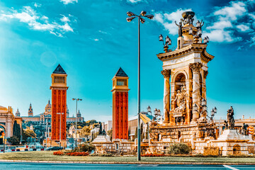 Wall Mural - View in Barcelona on Placa De Espanya( Square of Spain),Spain.