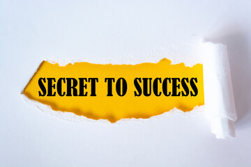 SECRET TO SUCCESS word written under torn paper.