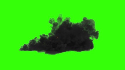 Wall Mural - massive explosion with smoke on green screen and alpha matte. 4k animation