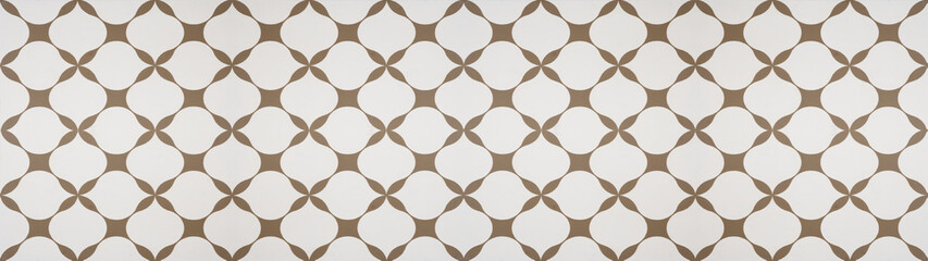 Aufkleber - Brown white traditional motif tiles wallpaper texture background banner panorama - Vintage retro concrete stone cement tile with rhombus diamond leaves pattern