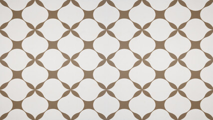 Aufkleber - Brown white traditional motif tiles wallpaper texture background - Vintage retro concrete stone cement tile with rhombus diamond leaves pattern