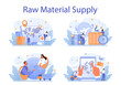 © inspiring.team - Raw material supply concept set. Suppliers, B2B idea, global distribution